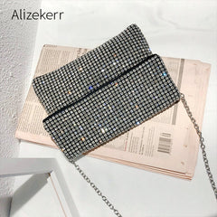 Bling Rhinestone Evening Clutch Bag Korean Diamond Chain Cover Dinner
