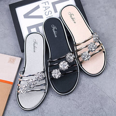 Women Fashion Peep Toe Silver Anti Skid Beach Sandals