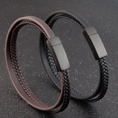 Special Luxury Style Leather Combination Splicing MenLeather Bracelet