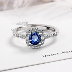 Stamp Silver Crystal Zircon Adjustable Size Ring