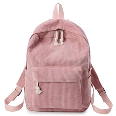 College Style Soft Fabric Backpack School Bag Female Corduroy Design