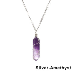 Hexagonal Cylindrical Crystal Necklace Natural Stone Pendant