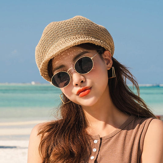 Cap Straw Women Summer Thin Newsboy Cap