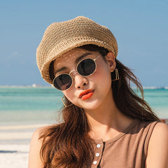 Cap Straw Women Summer Thin Newsboy Cap