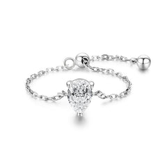 5 Style Clear CZ Link Chain Ring Trendy Adjustable Color Rings