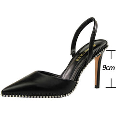 Shoes Rivet High Heels Woman Pumps Pu Leather Women Heels 9cm
