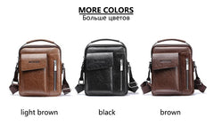 Fashion leather messenger bags mens single crossbody