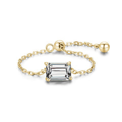 5 Style Clear CZ Link Chain Ring Trendy Adjustable Color Rings