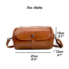 Casual Solid Color Barrel-Shaped Bag PU Leather Designer Handbags