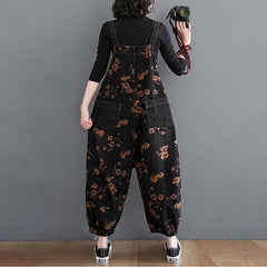 Loose Jeans Black Jumpsuit Women Casual Oversized Baggy Ladies Pants