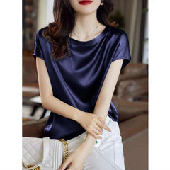 Silk Thin Short Sleeve Tees Style Slip