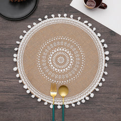 ROUND Cotton and linen Placemat For Dining Table Mat
