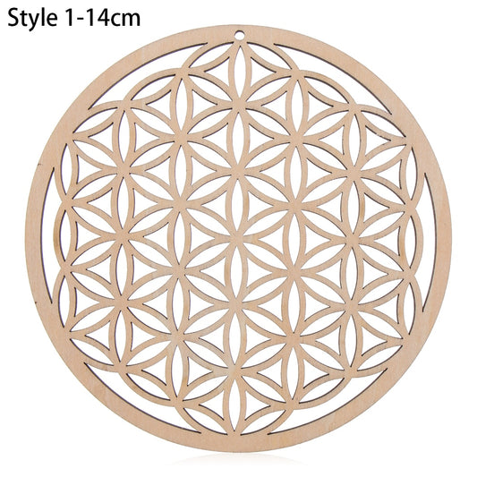 1PC Flower of Life Shape Wooden Wall Sign Laser Cut Non-slip Coaster Set