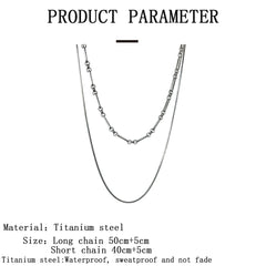 Trendy Stainless stee Double layer Long Chain Necklace Simple Minimalist