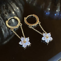 Flower Crystal Temperament Geometric Shiny Zircon Earrings Statement Earrings