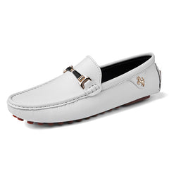 White Loafers for Men Slip on Shoes Driving Flats Casual Moccasins