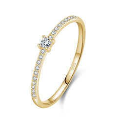 Simple Square Clear CZ Charm Gold Color Finger Rings