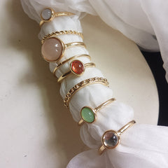 Vintage Opal Rings For Women Stainless Steel Sun Rings