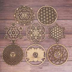 1PC Flower of Life Shape Wooden Wall Sign Laser Cut Non-slip Coaster Set