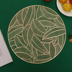 PVC Bronzing leaves Flower Hollow Non-slip Kitchen Placemat