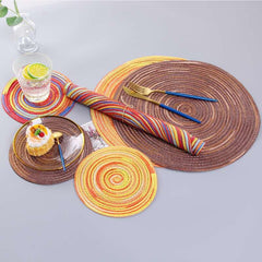 Round Cotton Woven Nordic Non-slip Kitchen Accessories Placemat