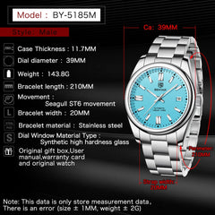 Men Mechanical Wristwatches 10Bar Waterproof Automatic Watch Stainless Steel