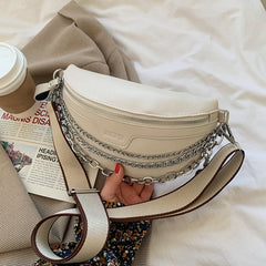 Luxury Chain Waist Belt Bag For Women Leather Crossbody Chest pack