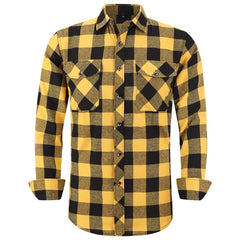 Plaid Flannel Shirt Male Regular Fit Casual Long-Sleeved Shirts