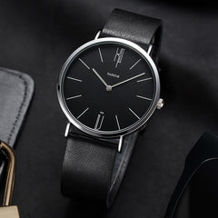 Men Watch Leather Quartz Wristwatches Business