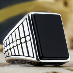 Retro Black Square Resin Crystal Ring Men Finger Ring