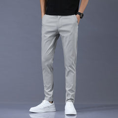 Pants Mens Stretch Korean Casual Slim Fit Elastic Waist Business Classic