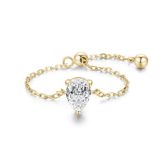 5 Style Clear CZ Link Chain Ring Trendy Adjustable Color Rings