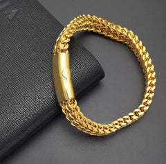 Stainless Steel Braided Bracelet Bangle Men Hip Hop Party Rock Jewelry