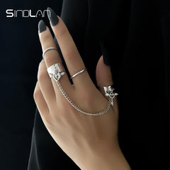 Sindlan Punk Geometric Silver Color Chain Wrist Bracelet