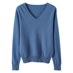 Sweater Knitted Pullovers V-neck Slim Fit Bottoming Shirt Solid Soft Knitwear
