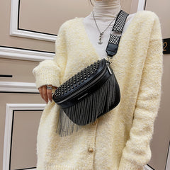 Fashion Tassel Leather Large Capacity Crossbody Chest Bag