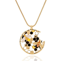 Vintage Honeycomb Choker Gold Bee Snake Chain Pendant Necklaces