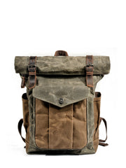 Vintage Canvas Backpacks for Men Oil Wax Canvas Leather Travel Backpack
