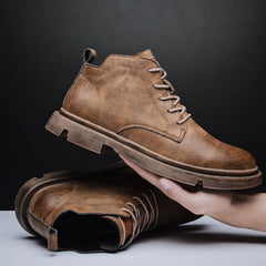 Men Boots British Style Ankle Boots Platform Shoes Casual Business Shoes Leather
