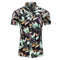 Style Design Short Sleeve Casual Shirt Men Print Beach Blouse