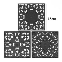 3pcs/set 20cm Round 3D Embroider Silicone Placemat Tableware