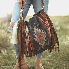 Hand-made Canvas Linen One Shoulder Bag Female Bag Bohemian Style