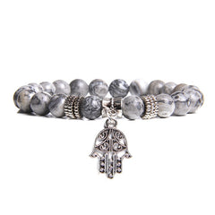 Handmade Natural Stone Lotus Ohm Buddha Beads Bracelet
