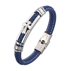 Trendy Leather Bracelet Men Stainless Steel Handmade Bangles