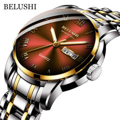 Watch Men Stainless Steel Business Date Clock Waterproof Luminous Watches