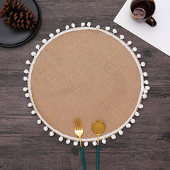 ROUND Cotton and linen Placemat For Dining Table Mat