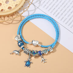 Ocean Collection Blue Turtle Seahorse Narwhal Beaded Dolphin Charm Bracelets