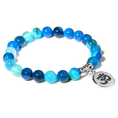 Handmade Natural Stone Lotus Ohm Buddha Beads Bracelet