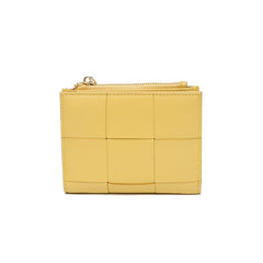 Fashion Woven Genuine Leather Women Short Wallet Functional Bifold Coin
