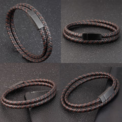 Special Luxury Style Leather Combination Splicing MenLeather Bracelet